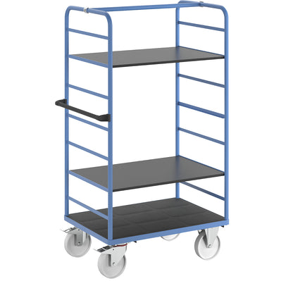 Shelf truck, 2 side panels, platform 975 x 700 mm, 3 levels, nylon.