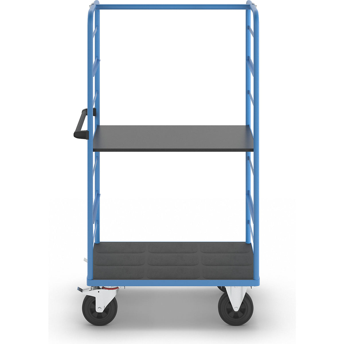 Shelf truck, 2 side panels, platform 975 x 700 mm, 2 levels, solid rubber.