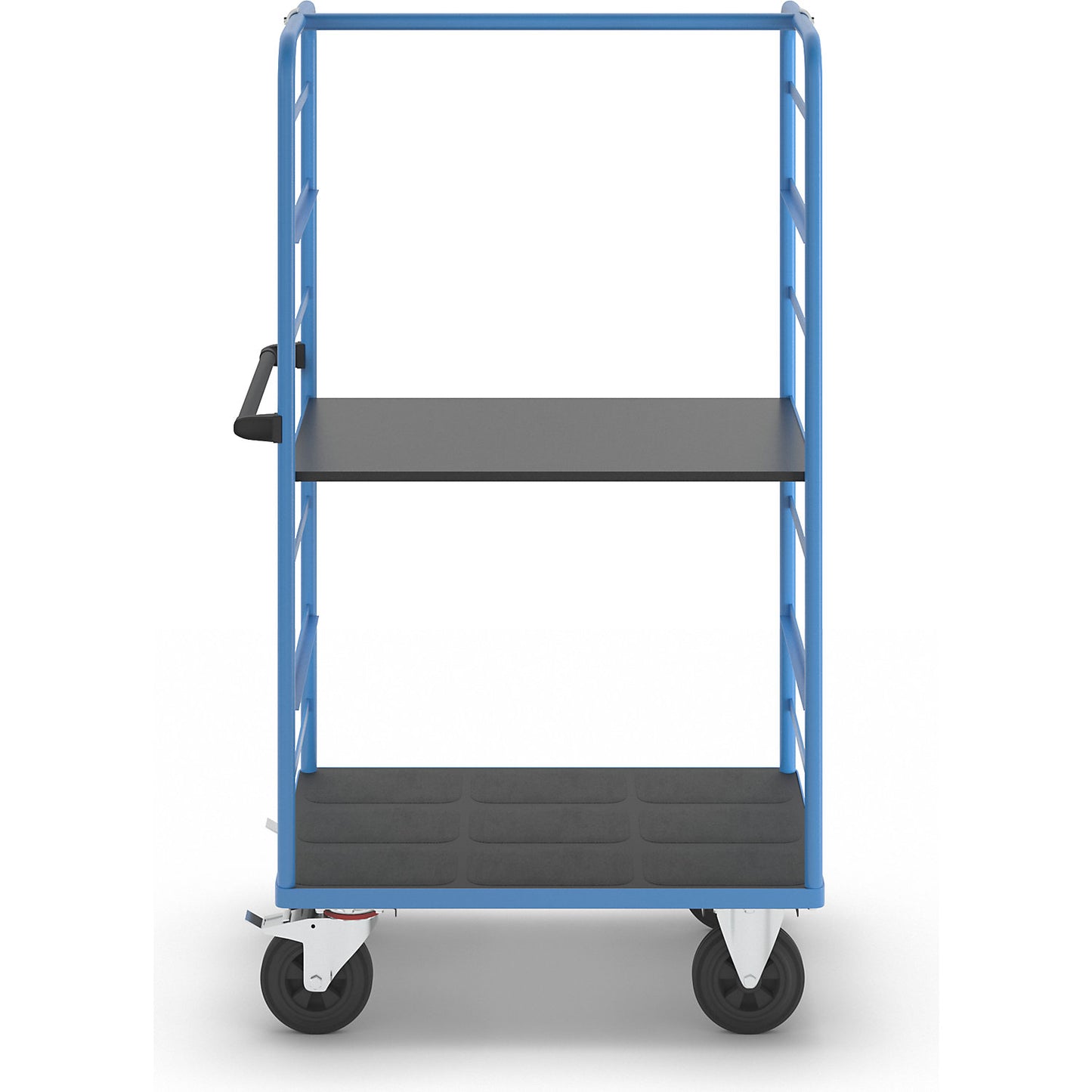 Shelf truck, 2 side panels, platform 975 x 700 mm, 2 levels, solid rubber.