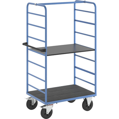 Shelf truck, 2 side panels, platform 975 x 700 mm, 2 levels, solid rubber.