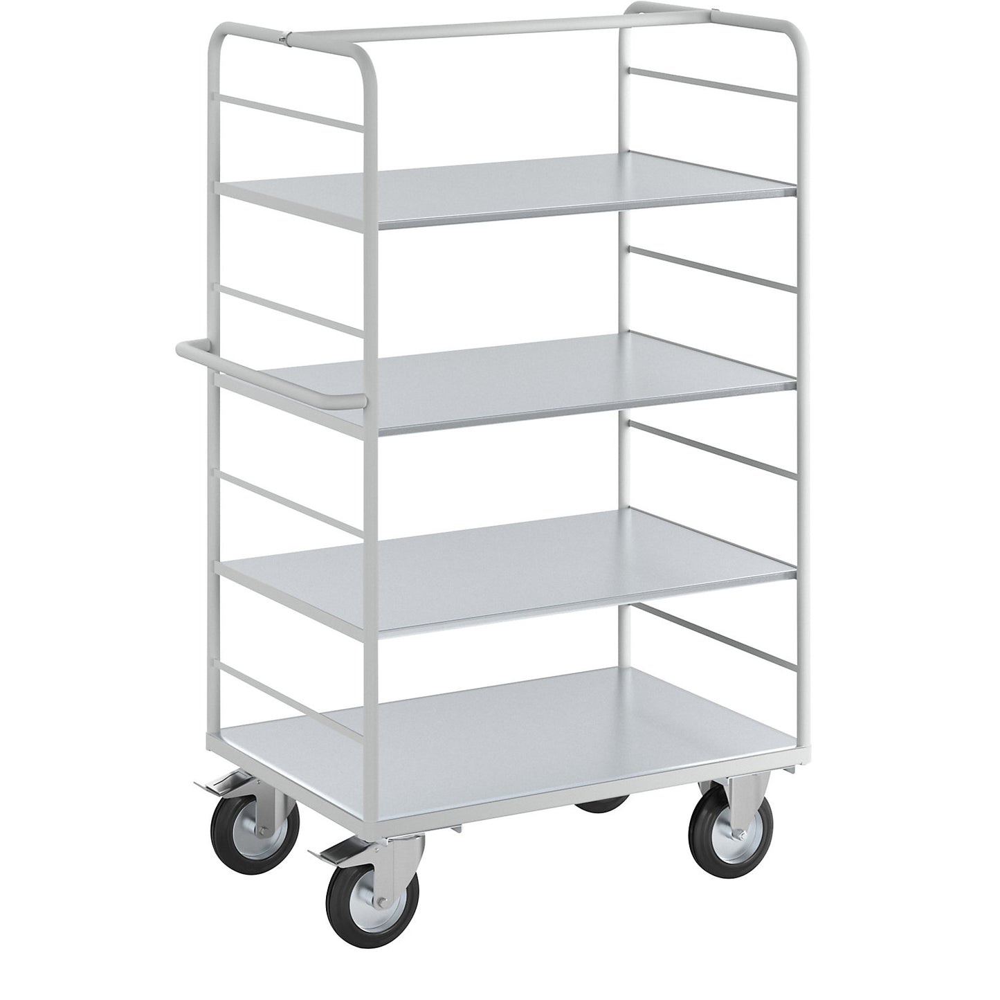 ESD shelf truck, with 2 sidewalls, loading area LxW 975 x 620 mm, 4 shelves.