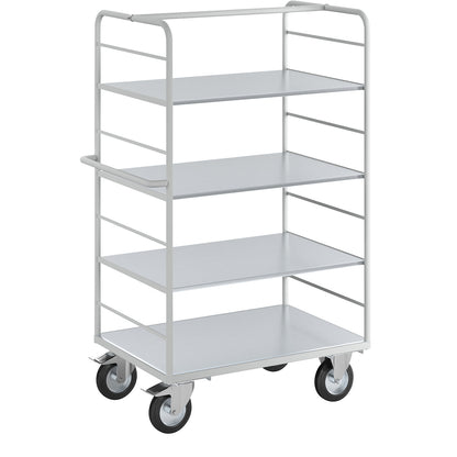 ESD shelf truck, with 2 sidewalls, loading area LxW 975 x 620 mm, 4 shelves.