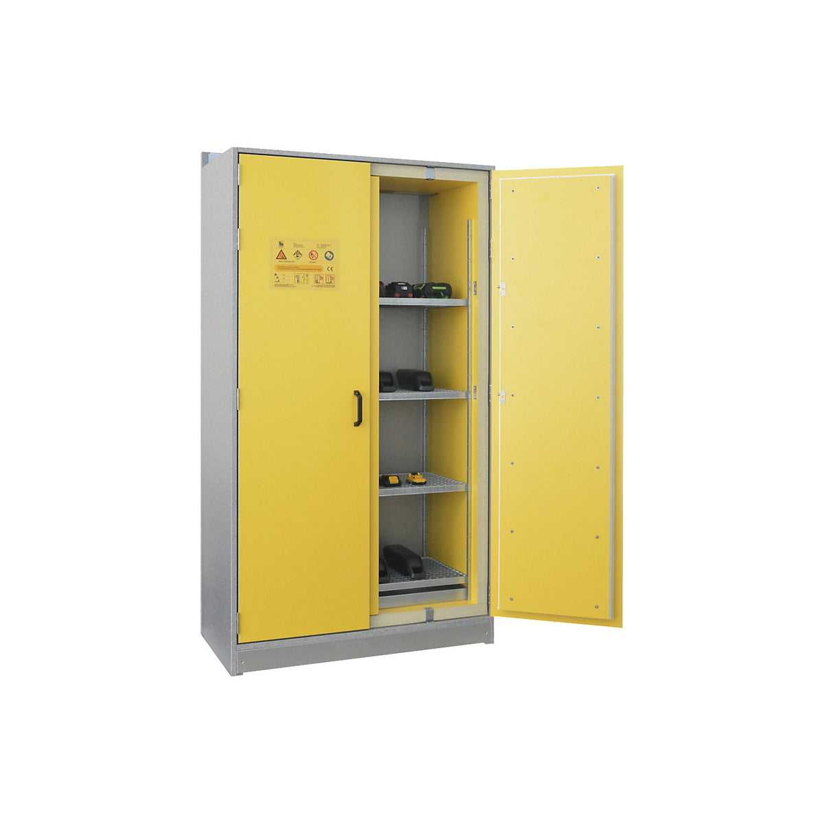 SiS Li-Ion Basic Store EI 90 battery safety storage cabinet, without fire suppression system, HxW 2048 x 1148 mm.