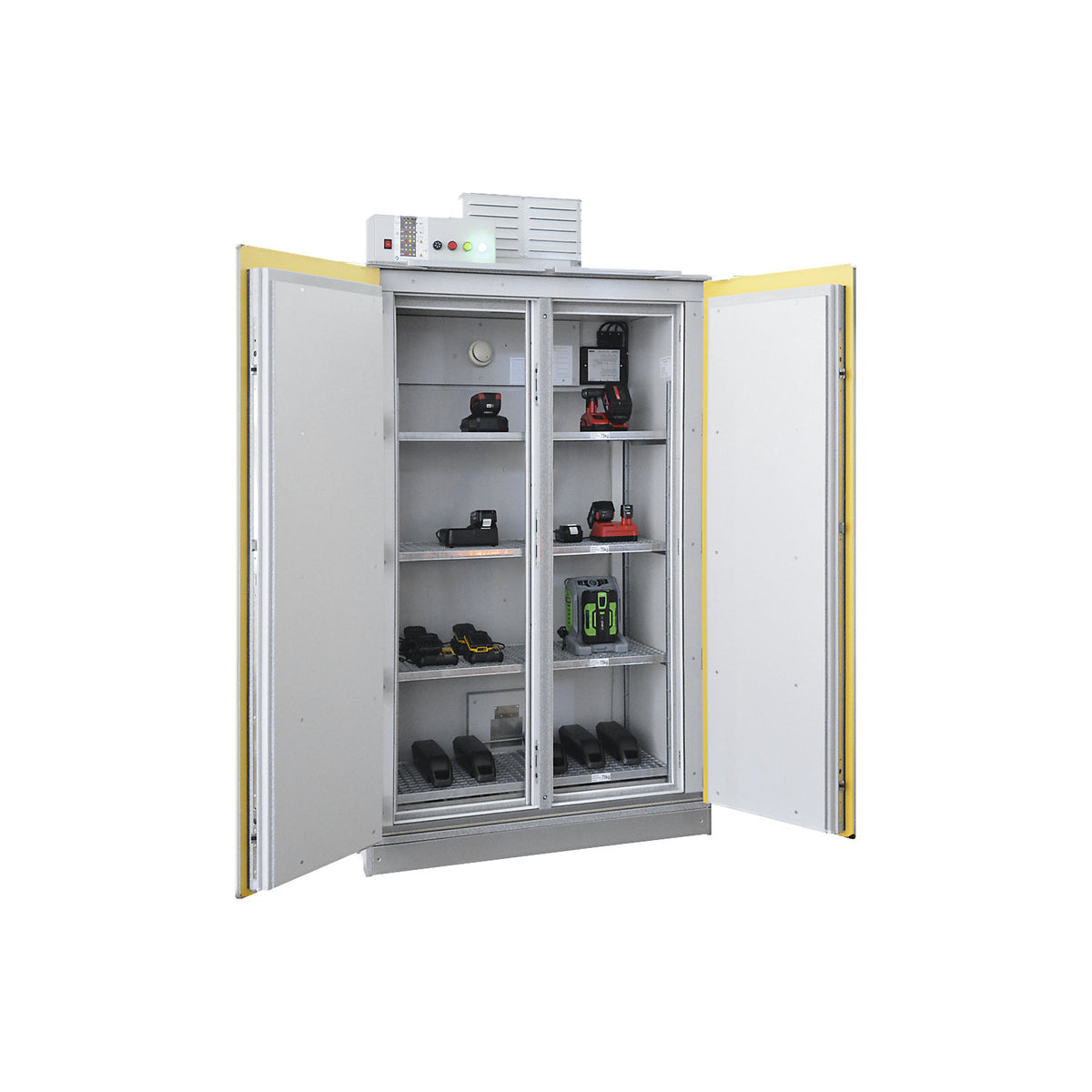 Battery safety storage cabinet SiS Li-Ion 90 Safe Pro, without fire suppression system, HxW 2250 x 1212 mm.
