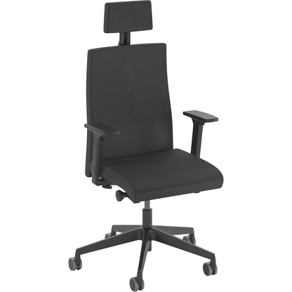 TO-STRIKE 9248 office swivel chair, with 4D adjustable armrests, black, with head rest.