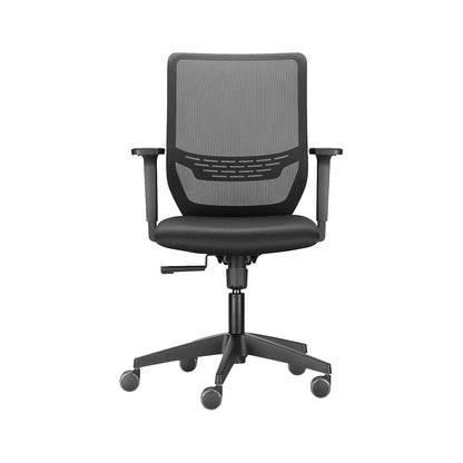 TO-SYNC One office chair, mesh back rest, black, with arm rests.