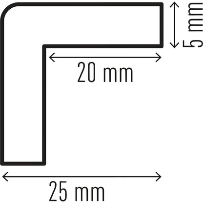 Corner protection profile, magnetic, type C20, 1 m profile, WxH 25 x 25 mm, black / yellow.