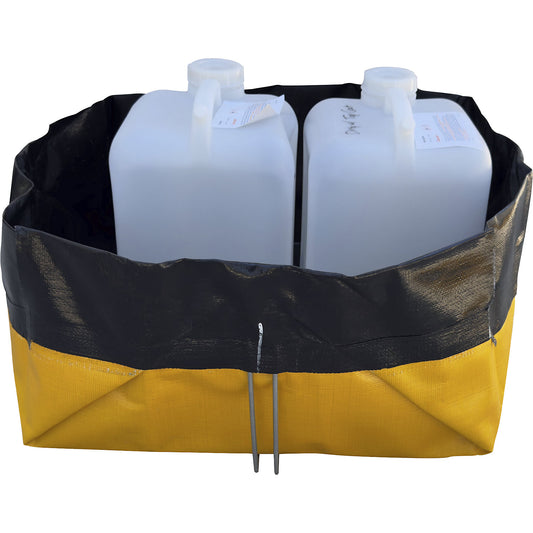 Sump tray, foldable, polyethylene, black/yellow, sump capacity 108 L.