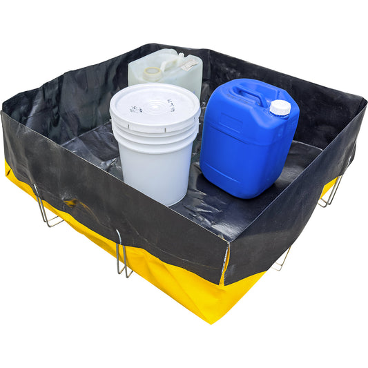 Sump tray, foldable, polyethylene, black/yellow, sump capacity 330 L.