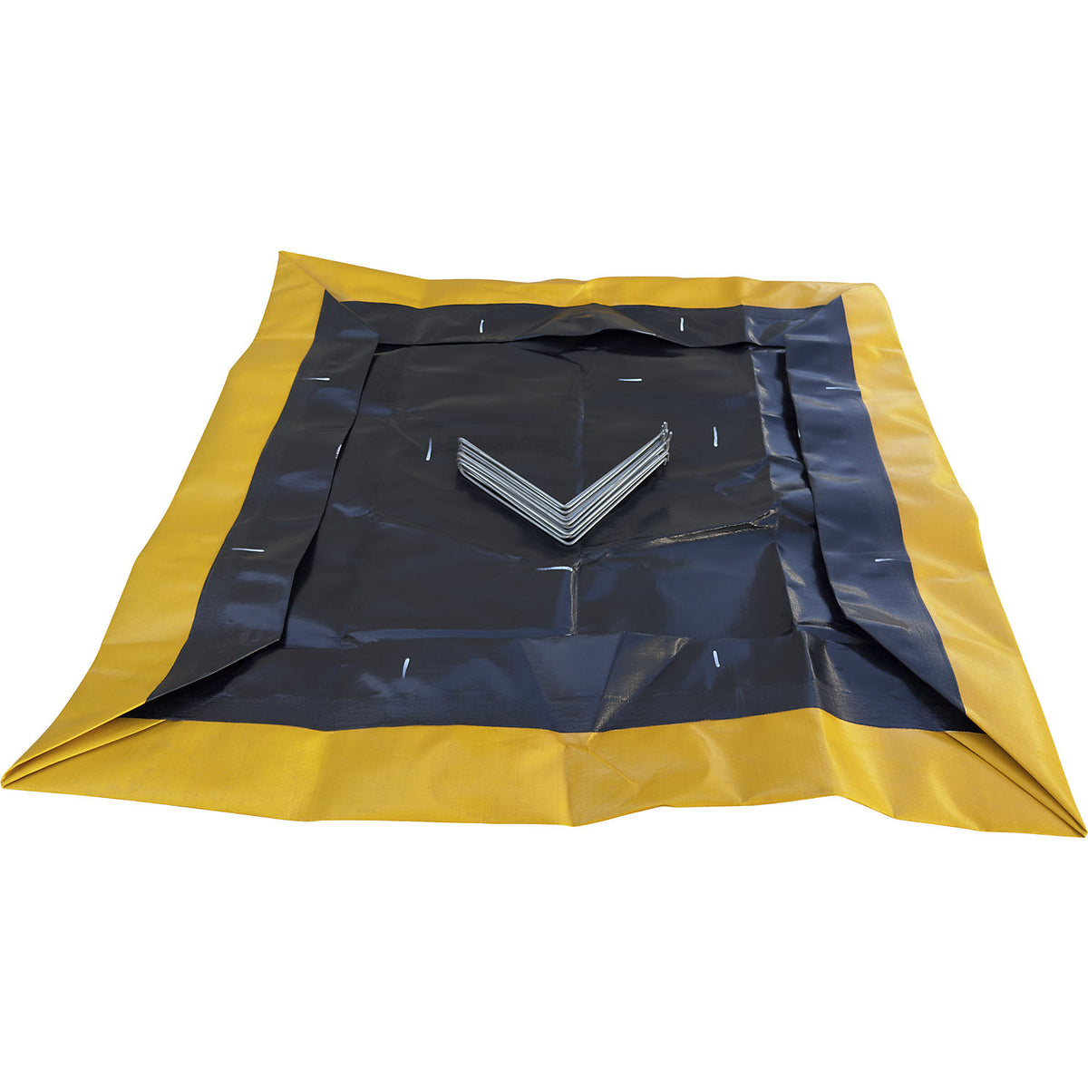 Sump tray, foldable, polyethylene, black/yellow, sump capacity 680 L.