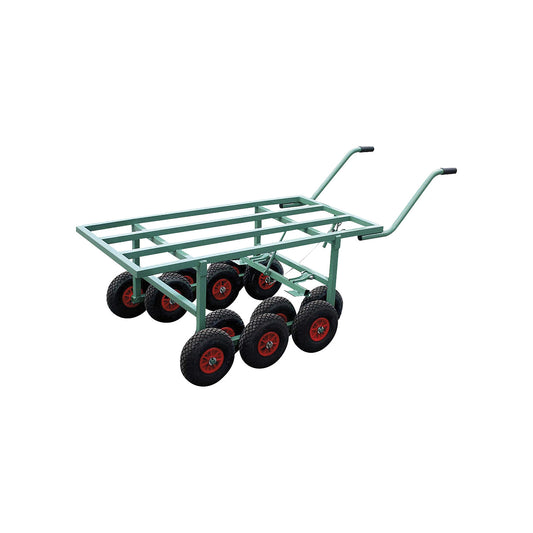 Platform trolley Wiesel, pneumatic tyre, LxH 1850 x 800 mm, grass green.