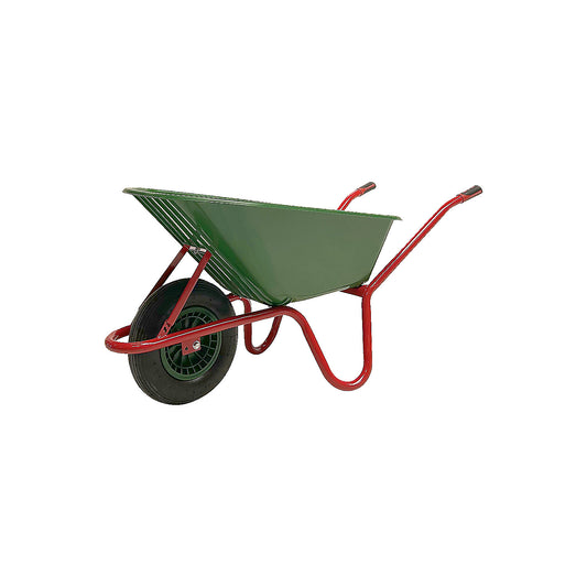 Compact wheelbarrow, with plastic trough, green, LxW 1600 x 580 mm, 100 l.