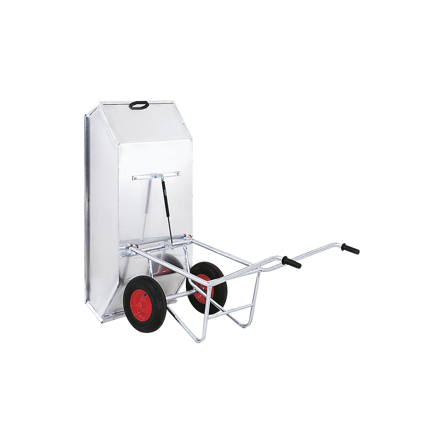 Tipping cart, aluminium, pneumatic tyre, max. load 500 kg, LxW 2000 x 800 mm, 450 l.