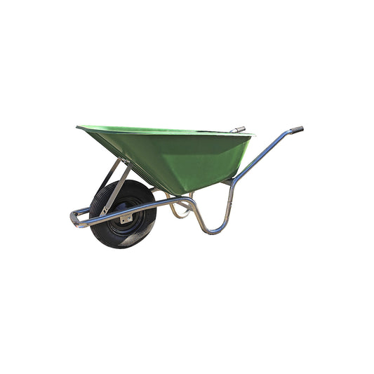 Compact wheelbarrow, pneumatic tyre, for self-assembly, LxW 1400 x 580 mm, 100 l.