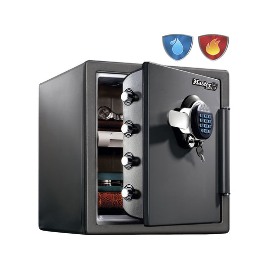 Security safe with digital combination, size XL, waterproof and 120 min fireproof, black.