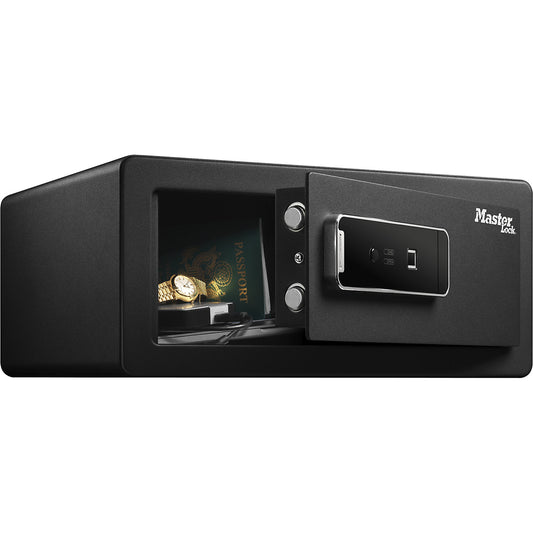 Security safe with biometric lock, steel, black, HxWxD 195 x 430 x 370 mm.
