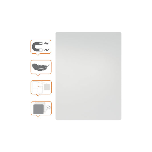 Whiteboard, modular/frameless, painted steel, white, WxH 600 x 450 mm.