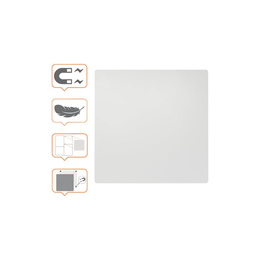Whiteboard, modular/frameless, painted steel, white, WxH 450 x 450 mm.
