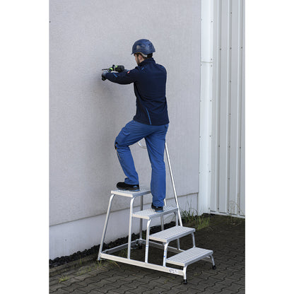 STABILO mobile machine steps, with grating steps, one-sided, 4 steps.