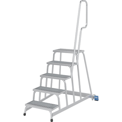 STABILO mobile machine steps, with grating steps, one-sided, 5 steps.