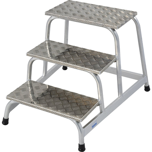 STABILO machine steps, aluminium tread plate steps, one-sided, 3 steps.