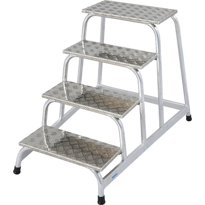 STABILO machine steps, aluminium tread plate steps, one-sided, 4 steps.
