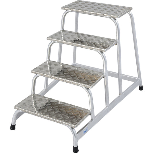 STABILO machine steps, aluminium tread plate steps, one-sided, 4 steps.
