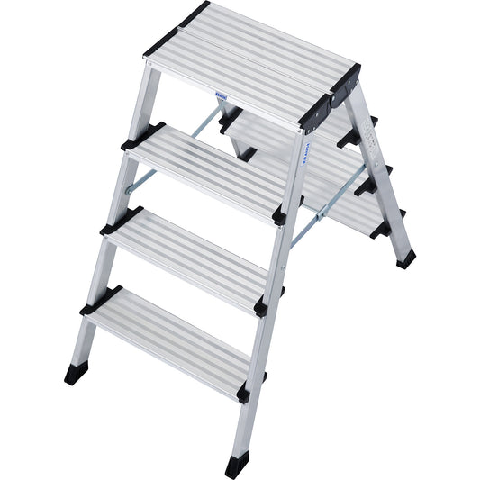 TREPPO double folding step, aluminium steps ribbed, 4 steps on both sides.