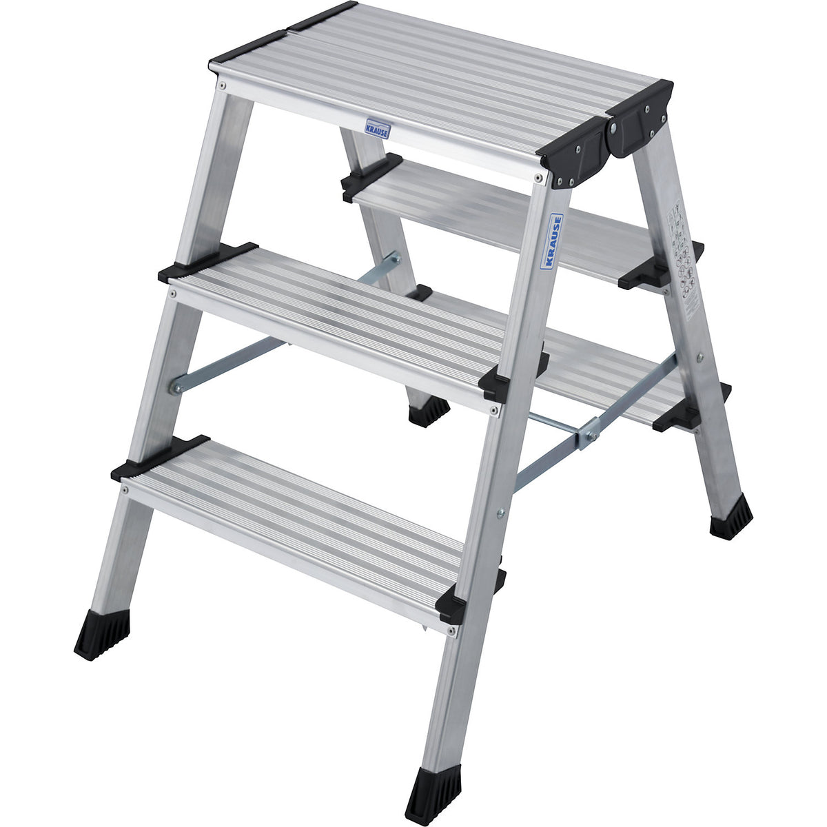 TREPPO double folding step, aluminium steps ribbed, 3 steps on both sides.