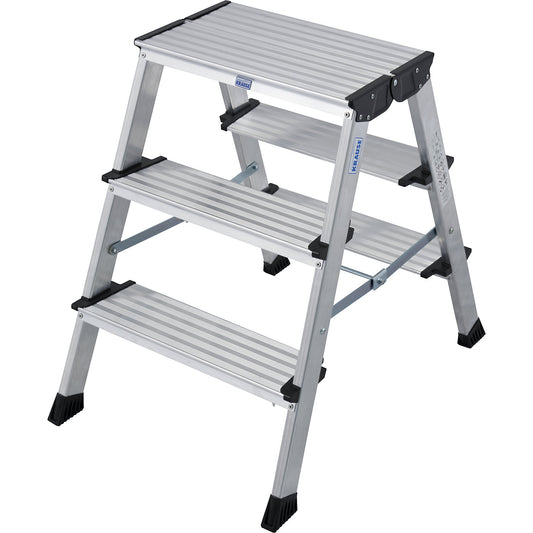 TREPPO double folding step, aluminium steps ribbed, 3 steps on both sides.
