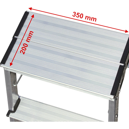 TREPPY double folding step, aluminium steps ribbed, 2 steps on both sides.