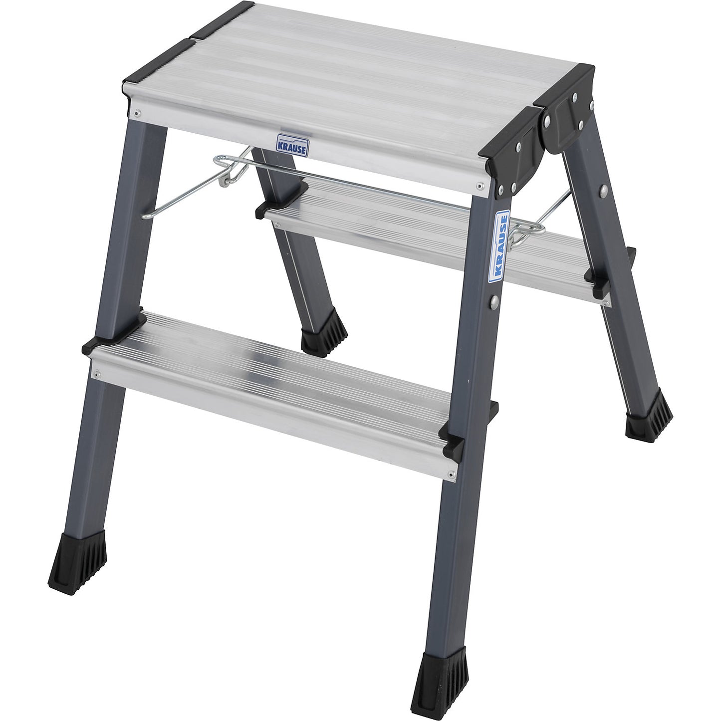 TREPPY double folding step, aluminium steps ribbed, 2 steps on both sides.