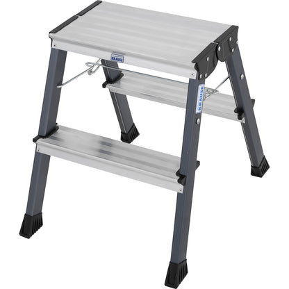 TREPPY double folding step, aluminium steps ribbed, 2 steps on both sides.