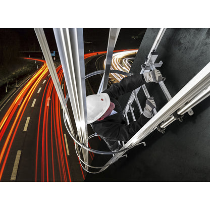 Fixed ladder with safety rail on the back, type STM, steel, hot dip galvanised, 13 rungs.