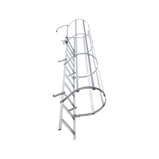 Fixed ladder with safety rail on the back, type STM, steel, hot dip galvanised, 34 rungs.