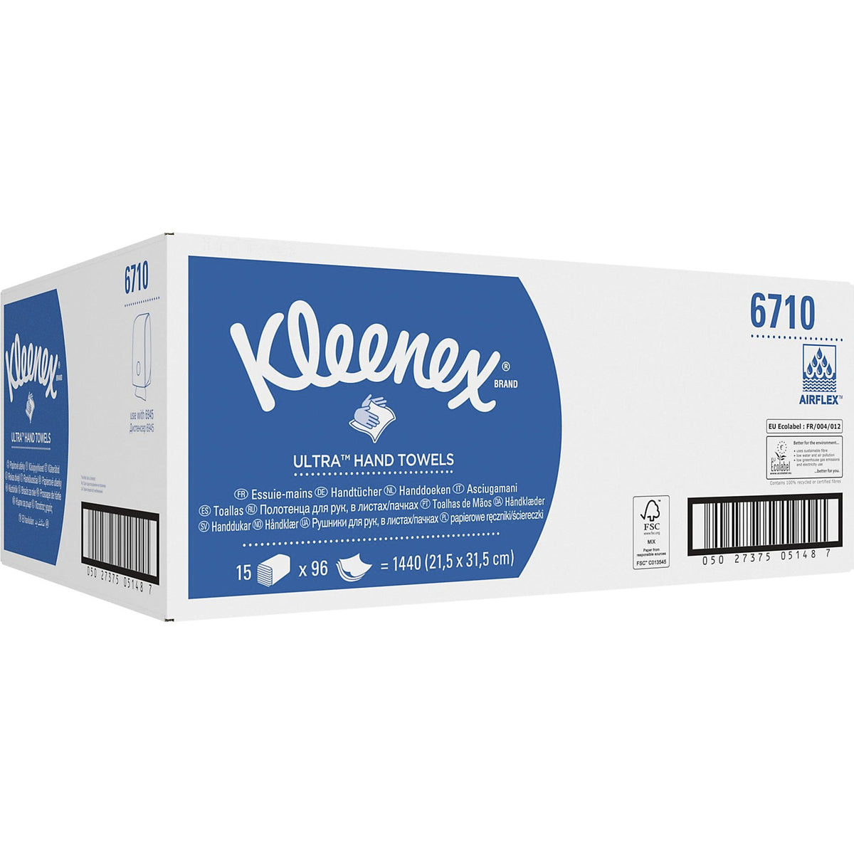 Kleenex folded paper towels V-fold, 3-ply, white, pack of 1440.