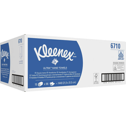 Kleenex folded paper towels V-fold, 3-ply, white, pack of 1440.