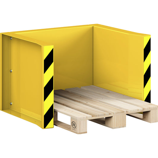 Pallet station type RPS, for 5 Euro pallets, traffic yellow.