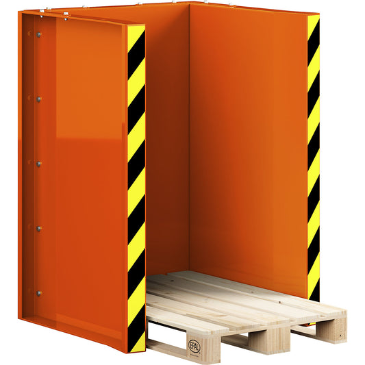 Pallet station type RPS, for 10 Euro pallets, pure orange.