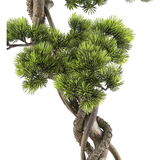 Artificial bonsai pine, plastic bowl, height 900 mm.