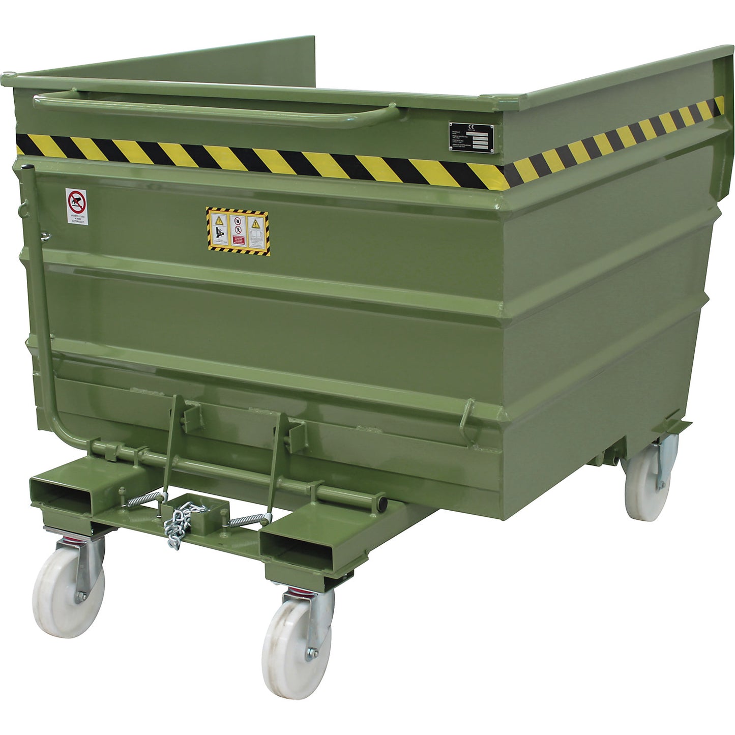 Tipping skip, green, capacity 1.32 m³.