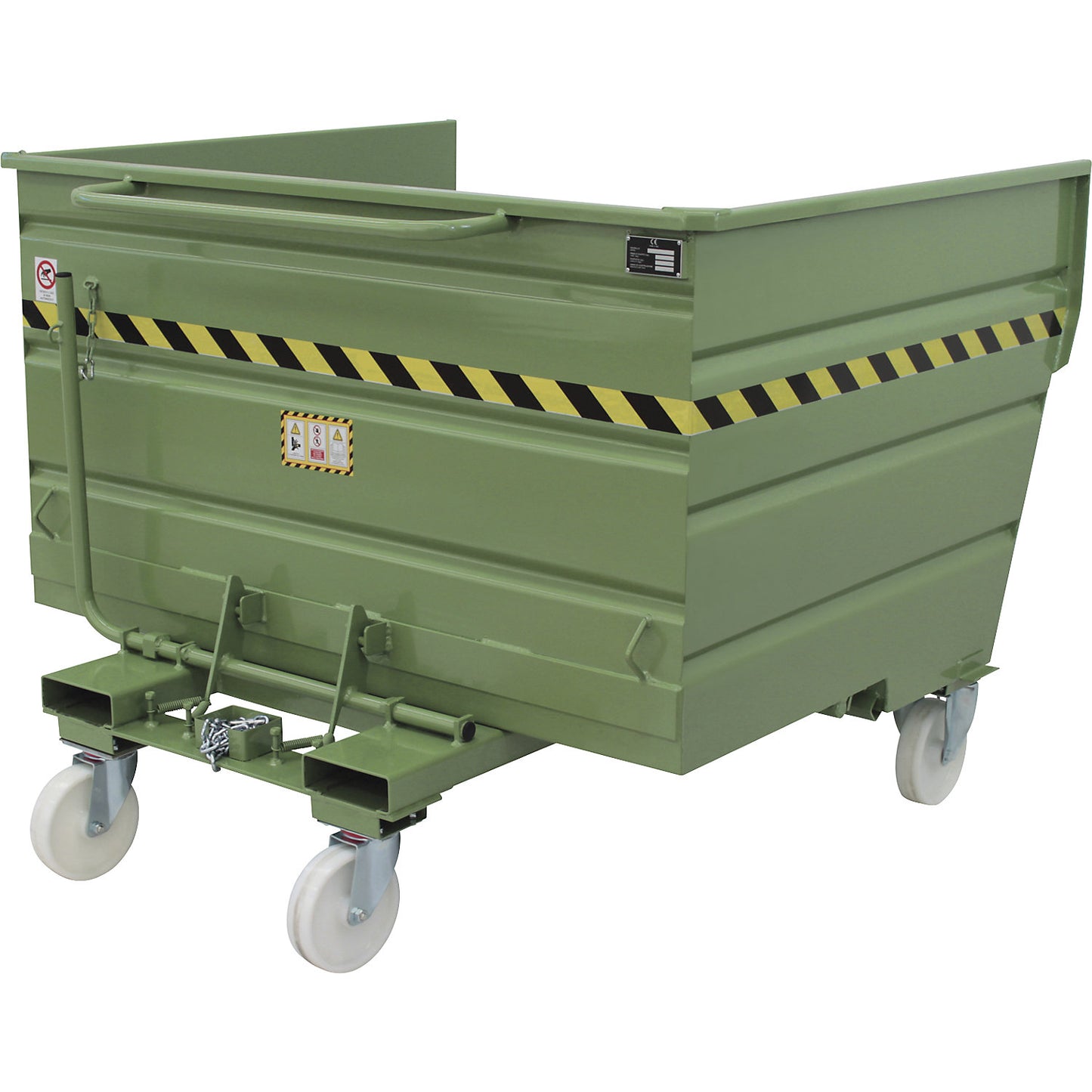 Tipping skip, green, capacity 1.61 m³.