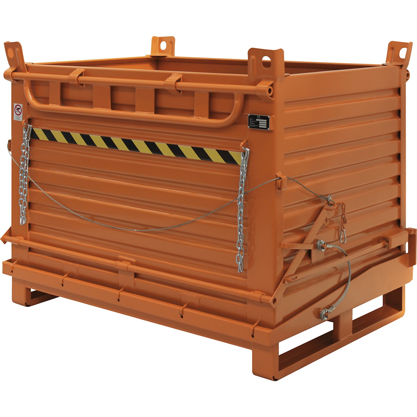 Hinged bottom skip, loading capacity 1400 kg, LxWxH 1500 x 1000 x 1260 mm.
