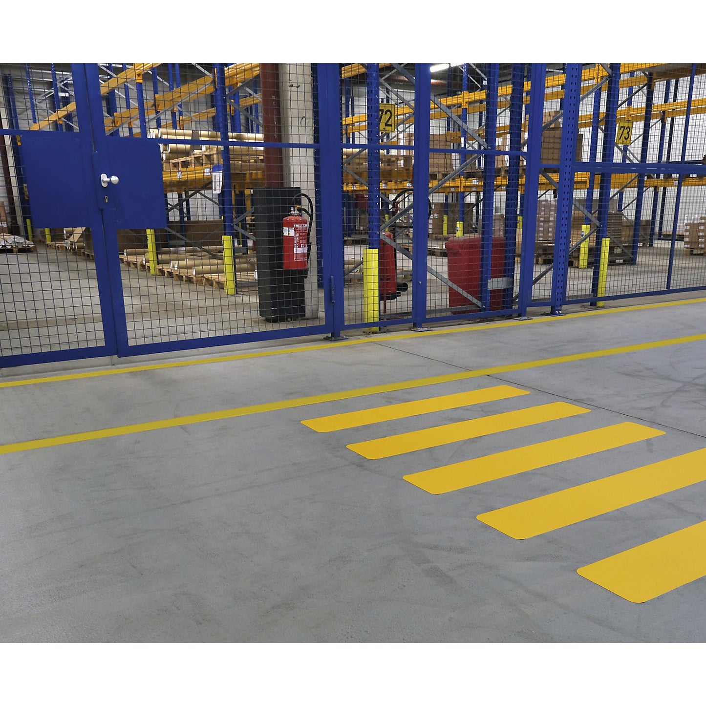 Zebra crossing floor marking, LxW 1200 x 200 mm, pack of 5, yellow.
