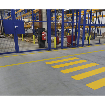 Zebra crossing floor marking, LxW 1200 x 200 mm, pack of 5, yellow.