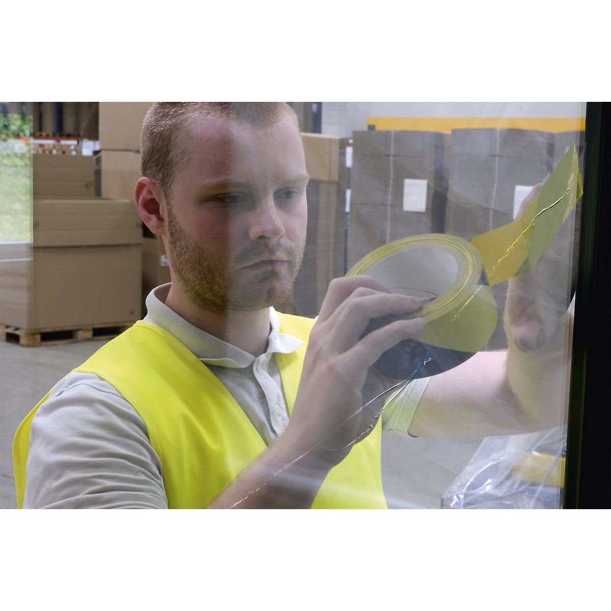 DURALINE® BASIC marking tape, length 33 m, thickness 0.16 mm, yellow / black.