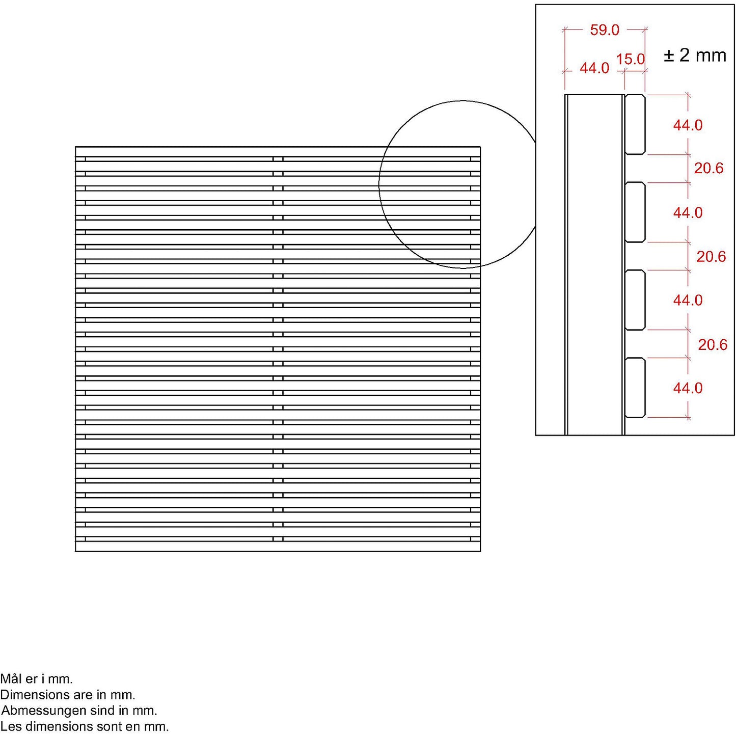Tokyo fence, wood, WxH 1800 x 1800 mm, white.