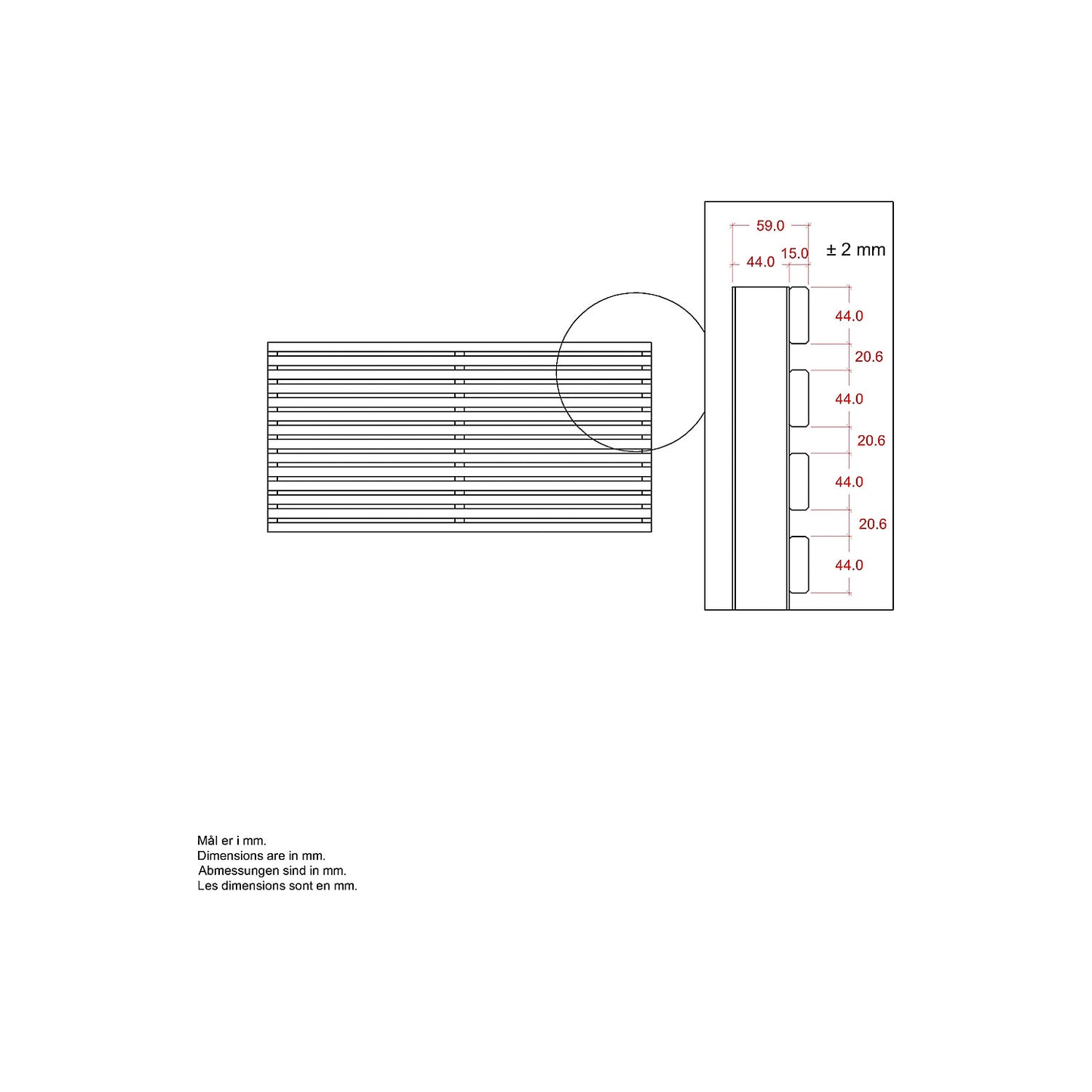 Tokyo fence, wood, WxH 1800 x 900 mm, white.