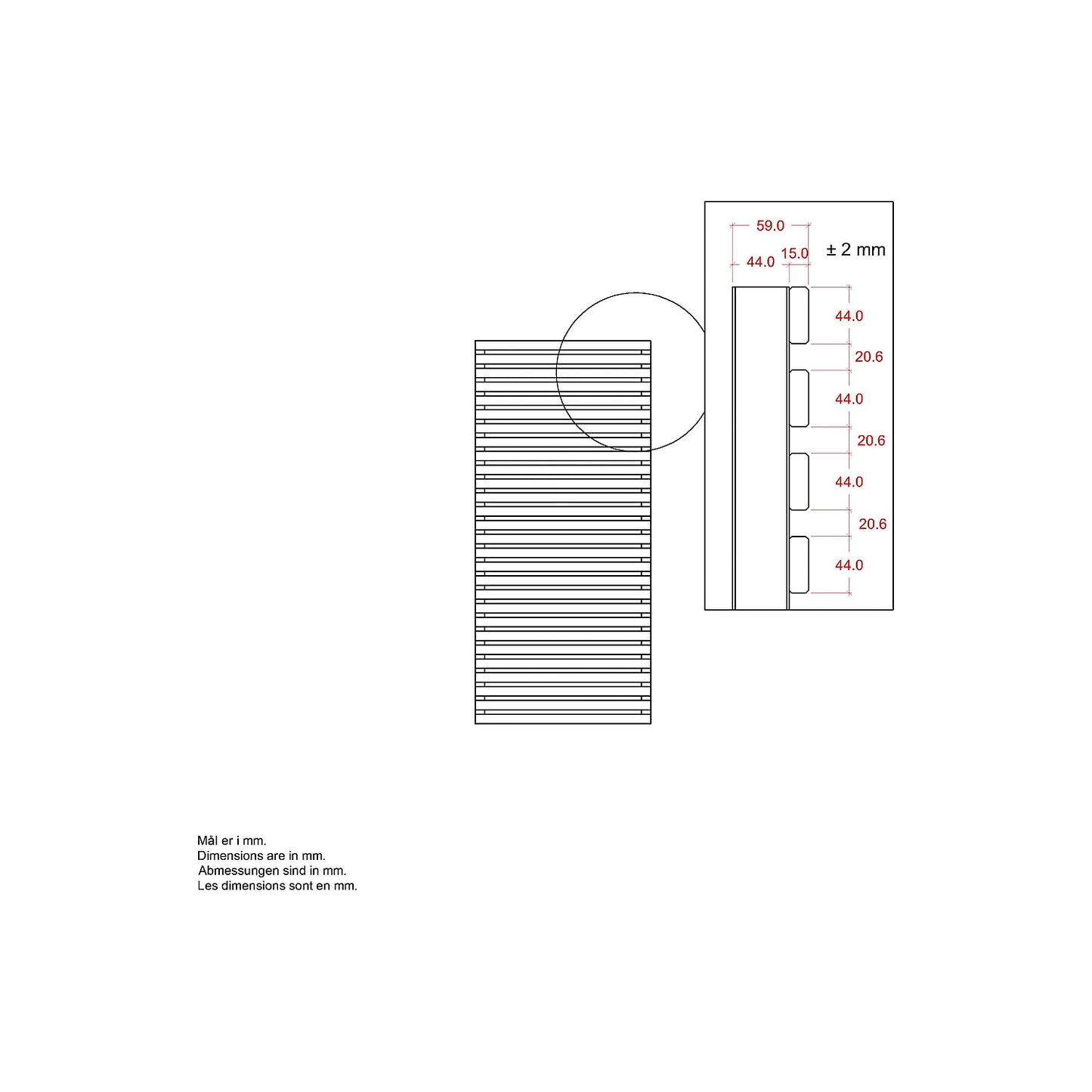 Tokyo fence, wood, WxH 830 x 1800 mm, white.