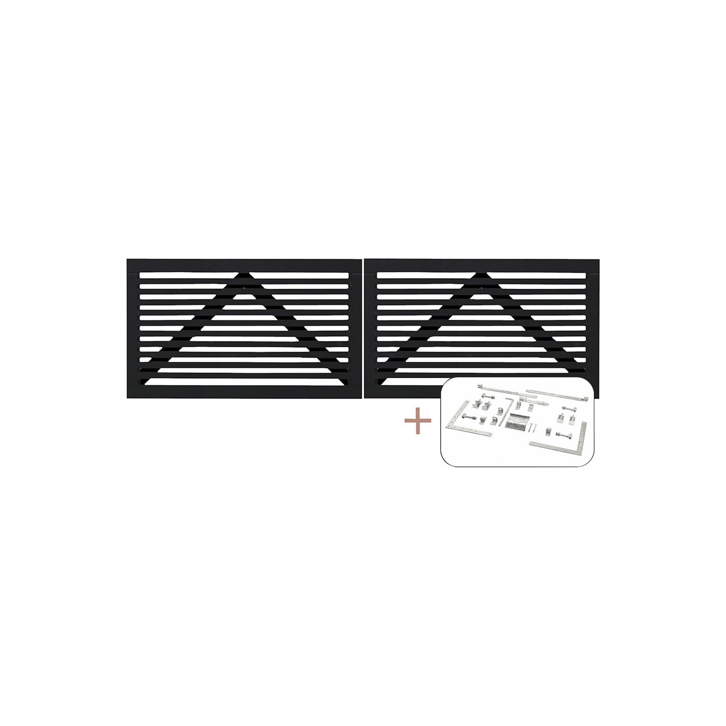 Tokyo double gate incl. fittings, wood, WxH 3000 x 900 mm, black.